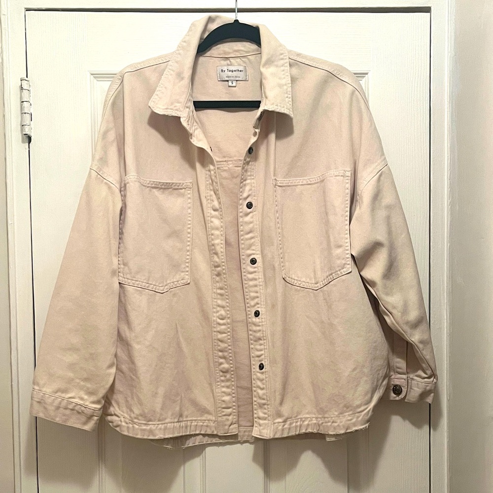 Women's oversized Cream Denim Jacket